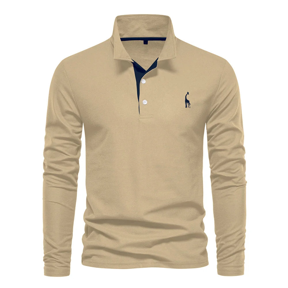 Herren Polo Pullover Langarm Warm