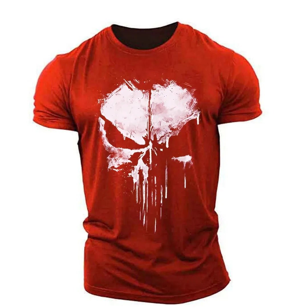 Herren T-Shirt Totenkopf Rundhals Schwarz