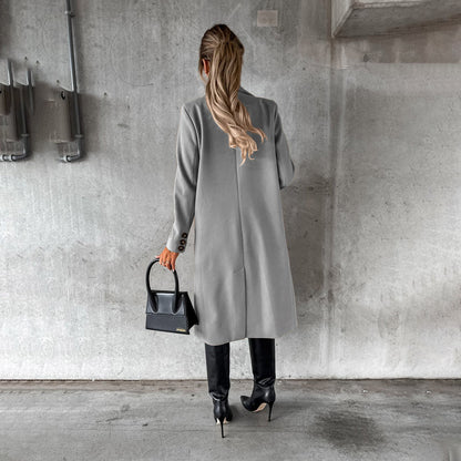 Damen Mantel Lang Doppelreihig Klassisch Elegant