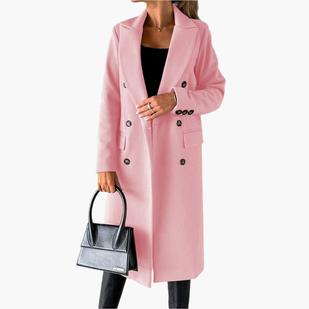 Damen Mantel Lang Doppelreihig Klassisch Elegant - BerlinGlamour