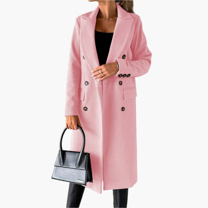 Damen Mantel Lang Doppelreihig Klassisch Elegant - BerlinGlamour