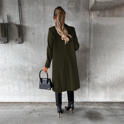 Damen Mantel Lang Doppelreihig Klassisch Elegant
