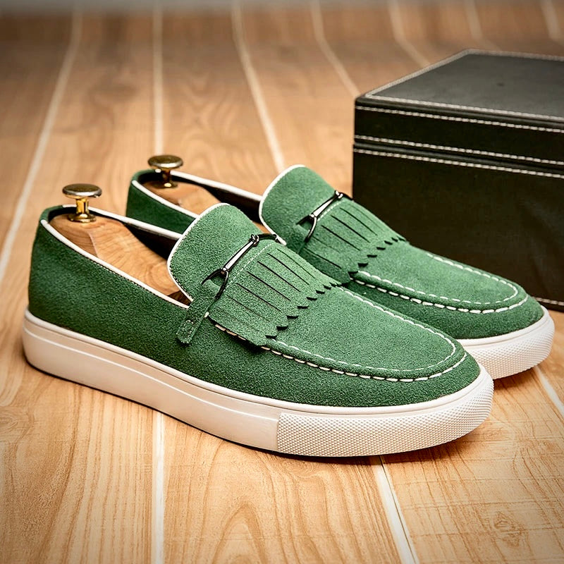 Herren Loafer Schuhe Wildleder Braun Elegent