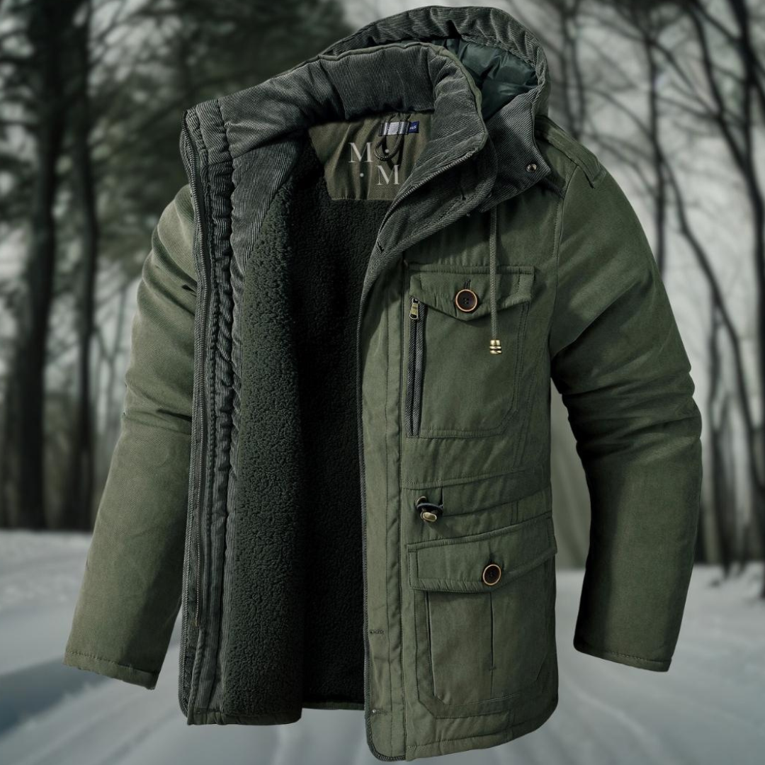 Herrenparka Winterjacke Warm mit Kapuze