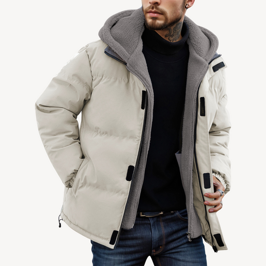 Warmer Herren-Wintermantel aus Nylon mit Kapuze | Loravelle 0