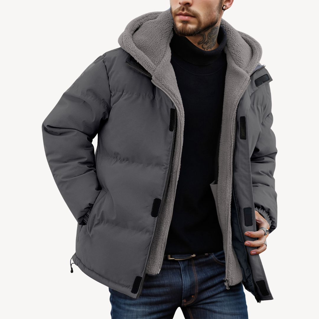Warmer Herren-Wintermantel aus Nylon mit Kapuze | Loravelle 1