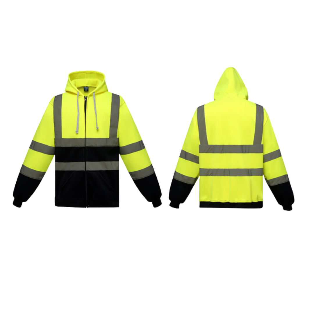 Reflektierende Warnjacke Herren Arbeitsschutzjacke mit Kapuze - BerlinGlamour