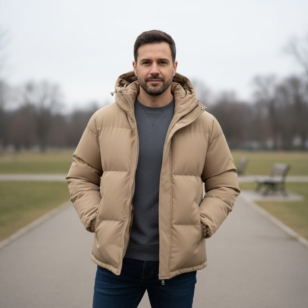 Wasserdichte Daunen-Winterjacke mit Kapuze 1