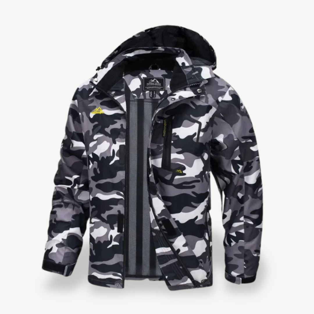 Wasserdichte Winterjacke mit Kapuze und Camouflage-Muster für Herren | Loravelle 9
