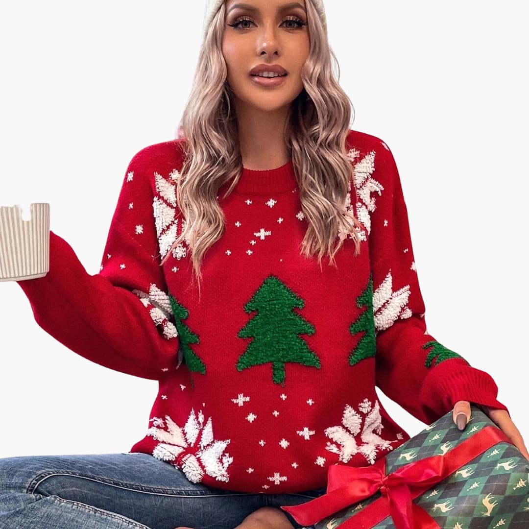 Weihnachts pullover für Damen mit Baum 2
