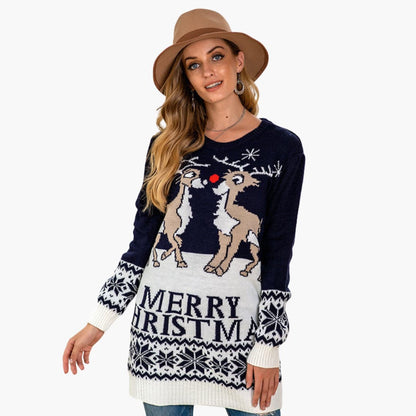 Weihnachts pullover für Damen mit festlichem Rentiermotiv 0