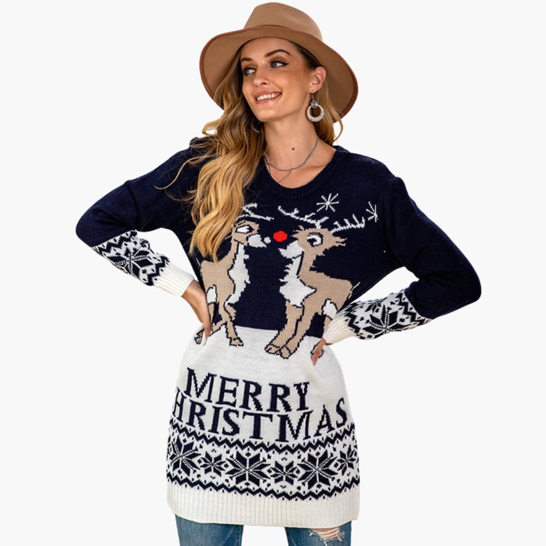 Weihnachts pullover für Damen mit festlichem Rentiermotiv 1