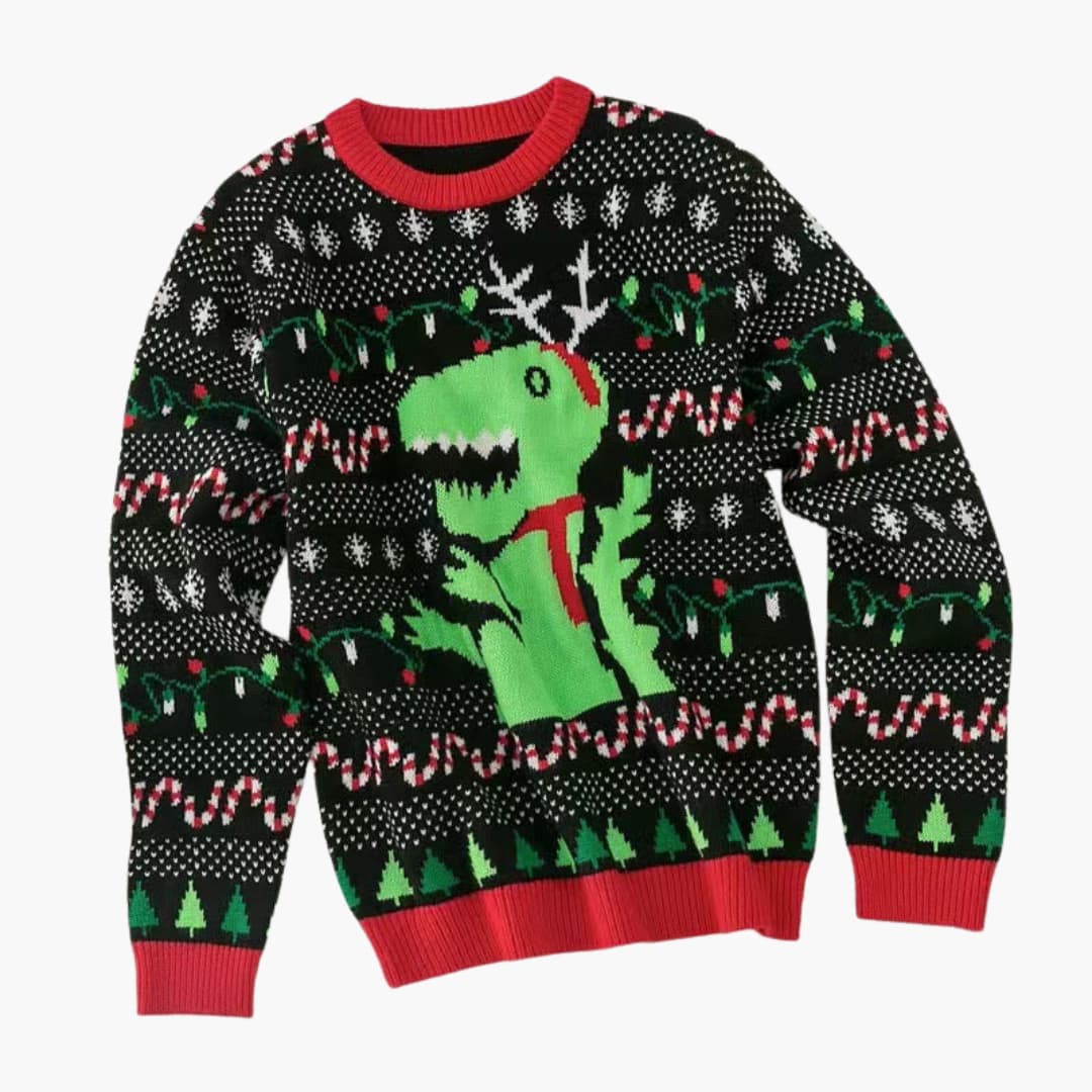 Weihnachtspullover für Damen mit Dinosaurier Motiv 3