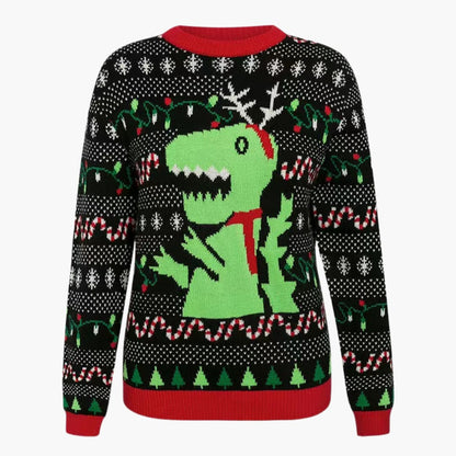 Weihnachtspullover für Damen mit Dinosaurier Motiv 4