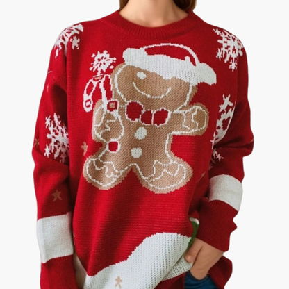 Weihnachtspullover für Damen mit Lebkuchenmotiv 2