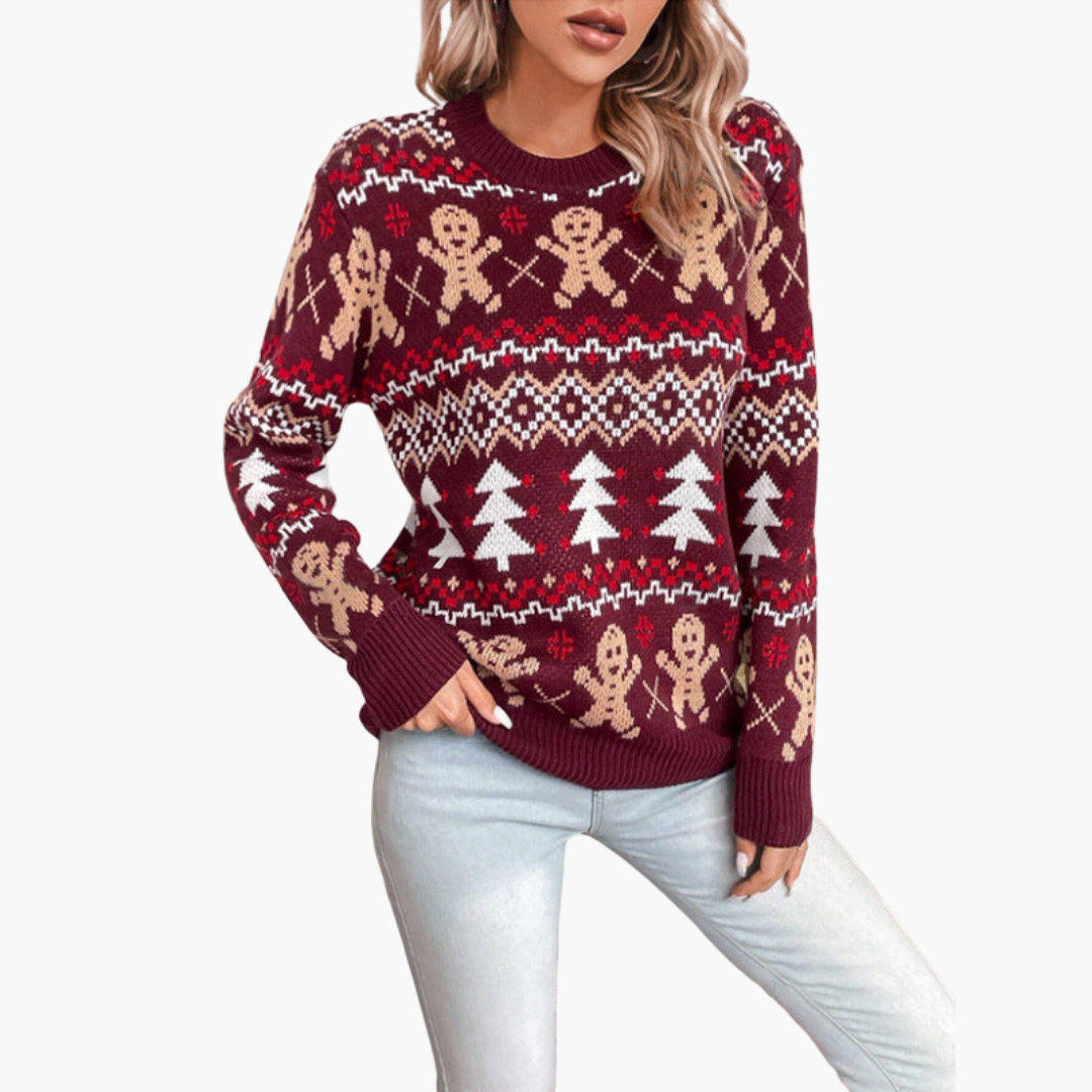 Weihnachtspullover für Damen mit Lebkuchenmotiv 3