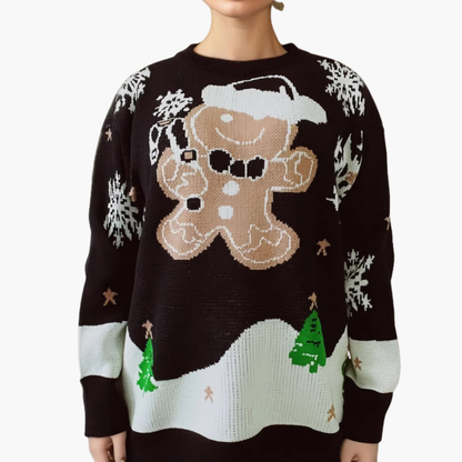 Weihnachtspullover für Damen mit Lebkuchenmotiv 3