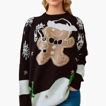 Weihnachtspullover für Damen mit Lebkuchenmotiv 4