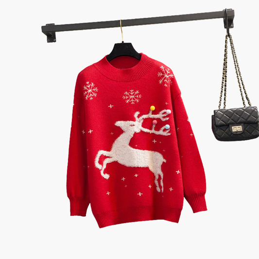 Weihnachtspullover für Damen mit Rentiermotiv 0