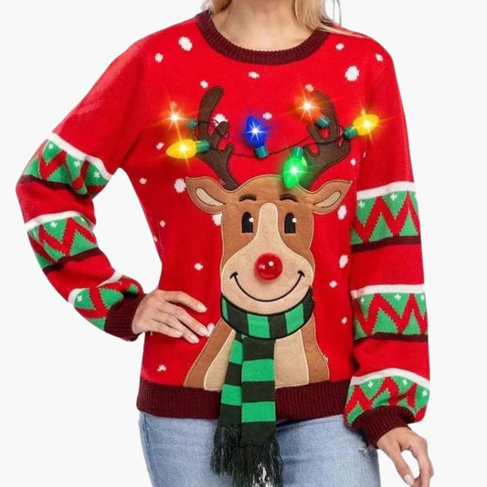 Weihnachtspullover für Damen mit Rentiermotiv 0