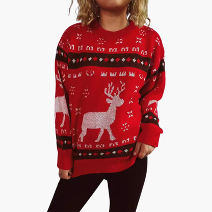 Weihnachtspullover für Damen mit Rentiermotiv 0