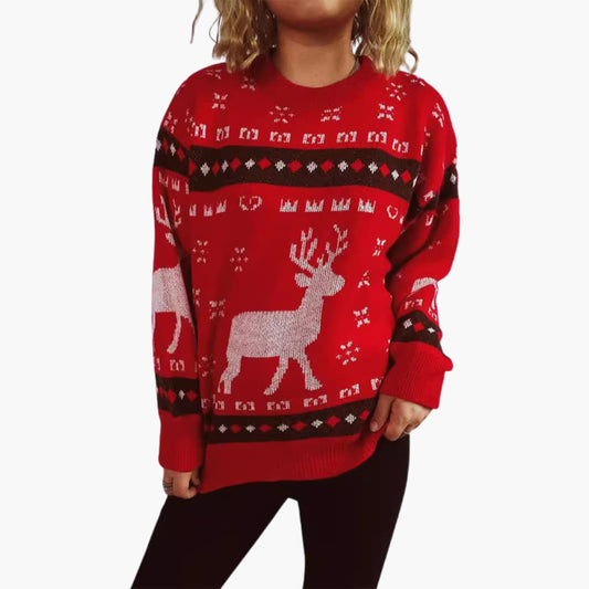Weihnachtspullover für Damen mit Rentiermotiv 0