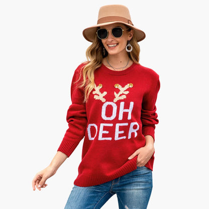 Weihnachtspullover für Damen mit Rentiermotiv 1