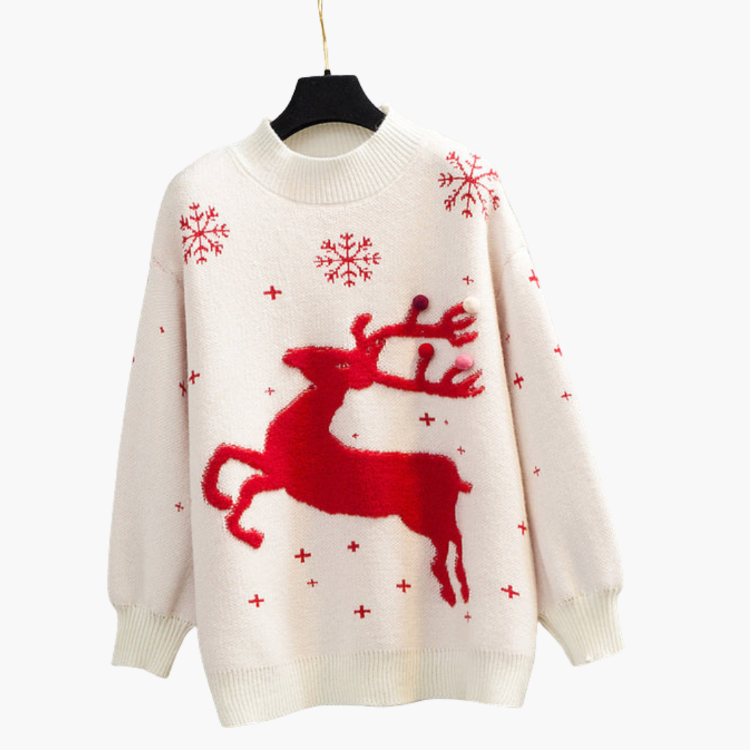 Weihnachtspullover für Damen mit Rentiermotiv 1