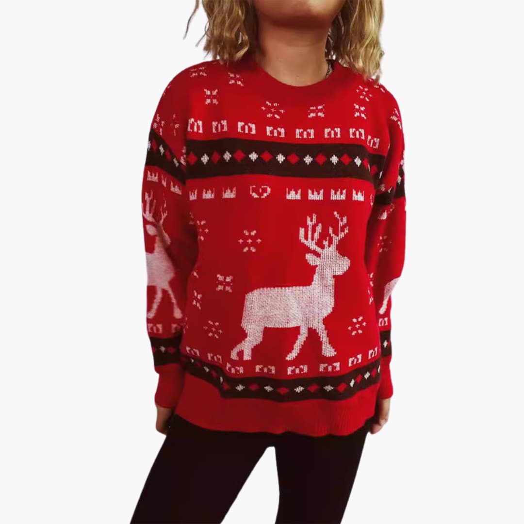 Weihnachtspullover für Damen mit Rentiermotiv 1
