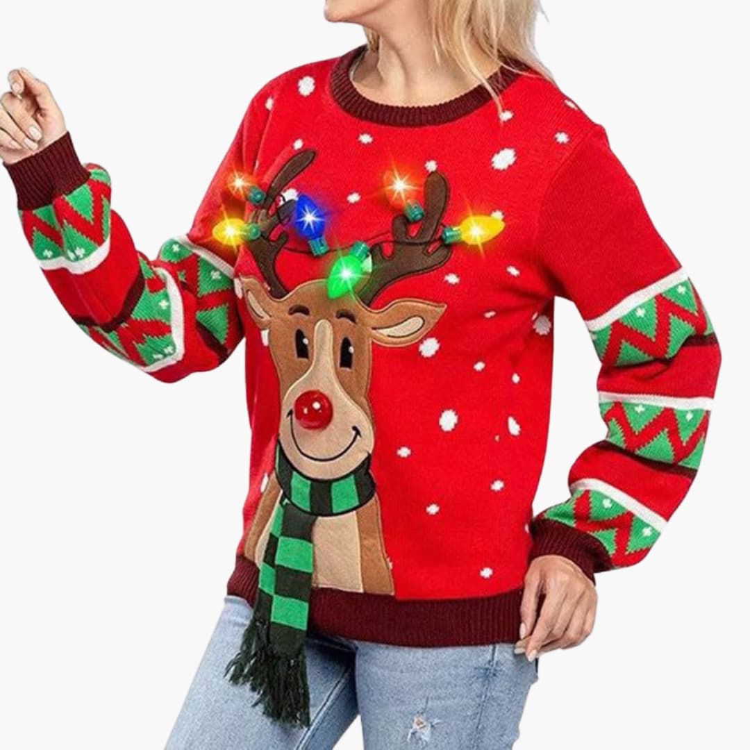 Weihnachtspullover für Damen mit Rentiermotiv 1