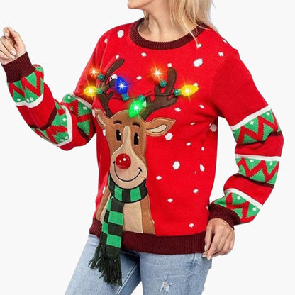 Weihnachtspullover für Damen mit Rentiermotiv 1