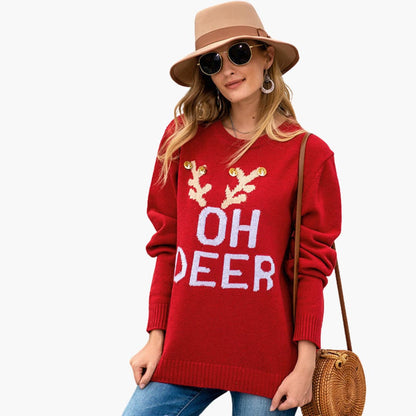 Weihnachtspullover für Damen mit Rentiermotiv 2