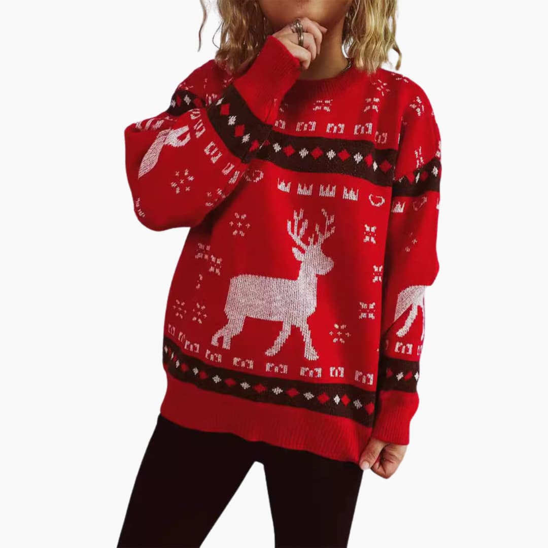 Weihnachtspullover für Damen mit Rentiermotiv 2