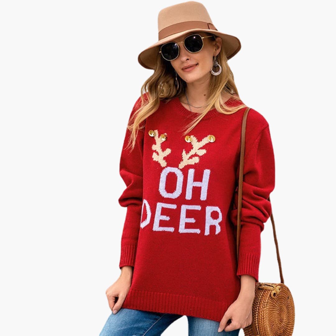 Weihnachtspullover für Damen mit Rentiermotiv 3