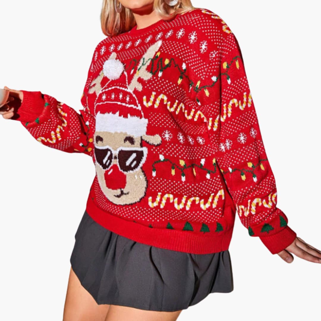 Weihnachtspullover für Damen mit Rentiermotiv 3