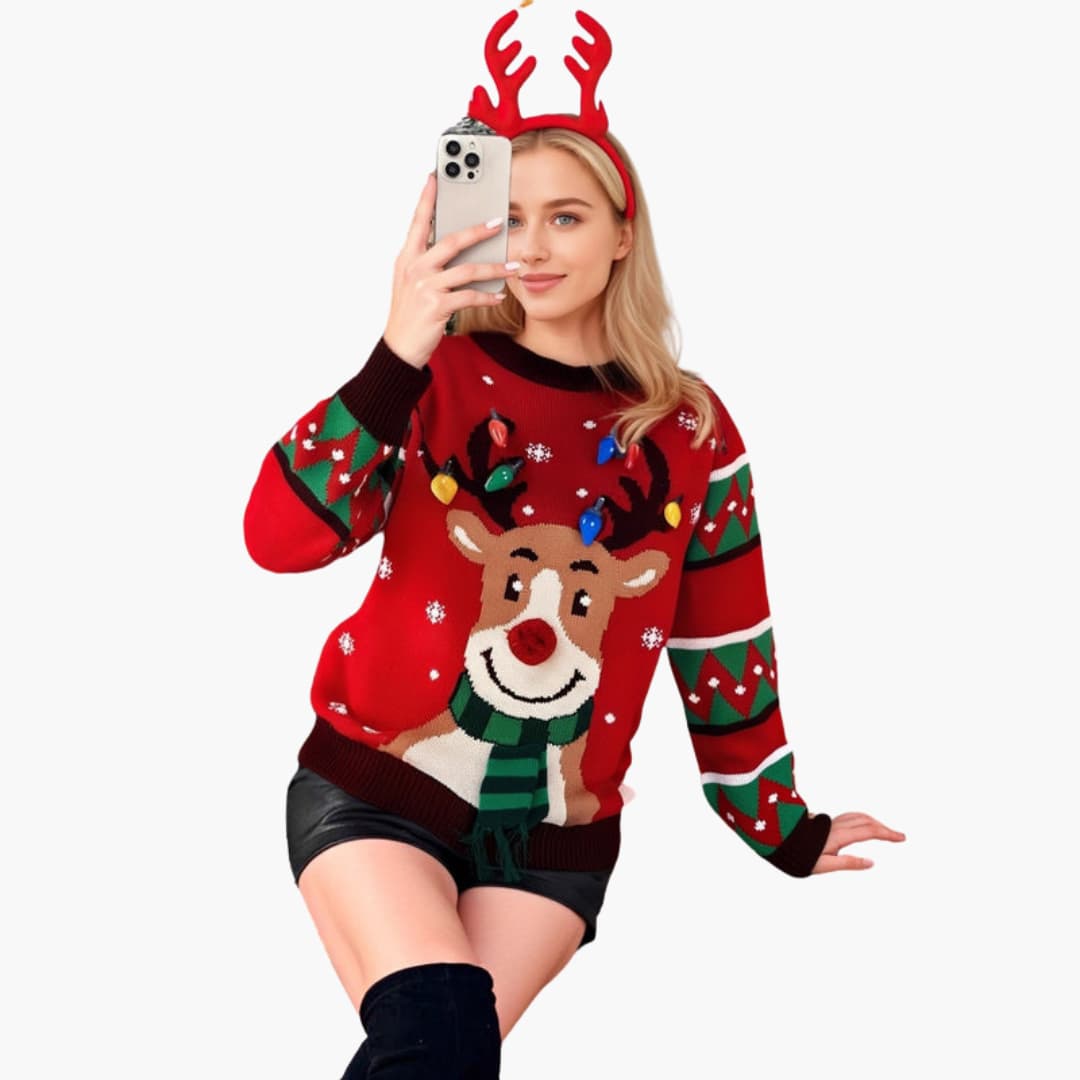 Weihnachtspullover für Damen mit Rentiermotiv 3