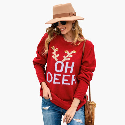 Weihnachtspullover für Damen mit Rentiermotiv 5