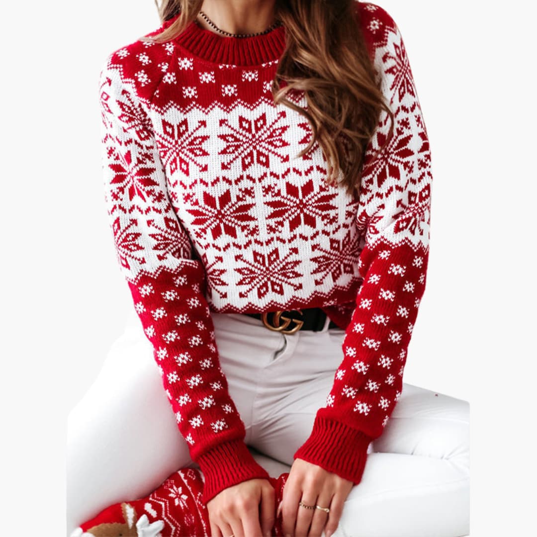 Weihnachtspullover für Damen mit Schneeflockenmotiv 0