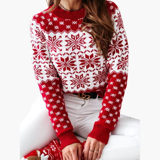 Weihnachtspullover für Damen mit Schneeflockenmotiv 0