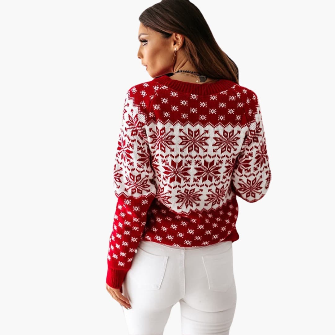 Weihnachtspullover für Damen mit Schneeflockenmotiv 1