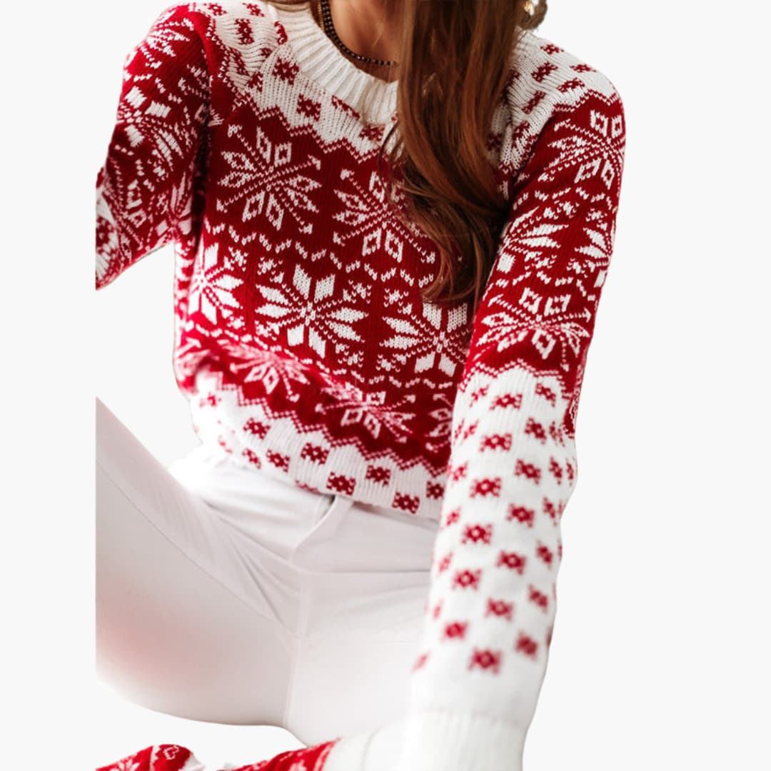 Weihnachtspullover für Damen mit Schneeflockenmotiv 2