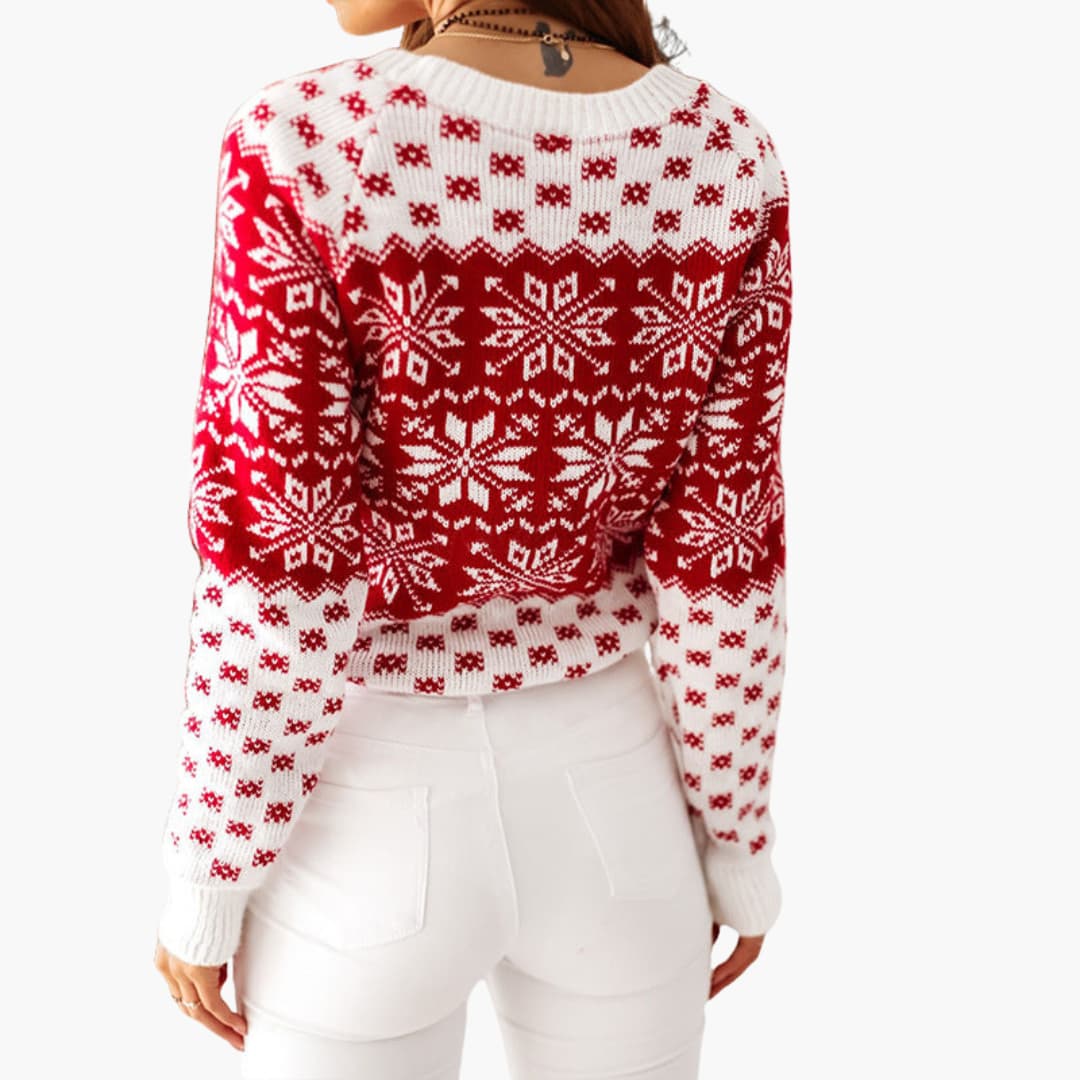 Weihnachtspullover für Damen mit Schneeflockenmotiv 3