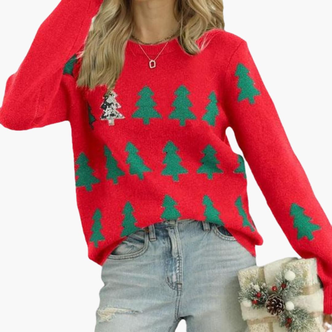 Weihnachtspullover für Damen mit Weihnachtsbaum-Motiv 4