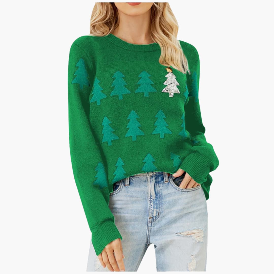 Weihnachtspullover für Damen mit Weihnachtsbaum-Motiv 5