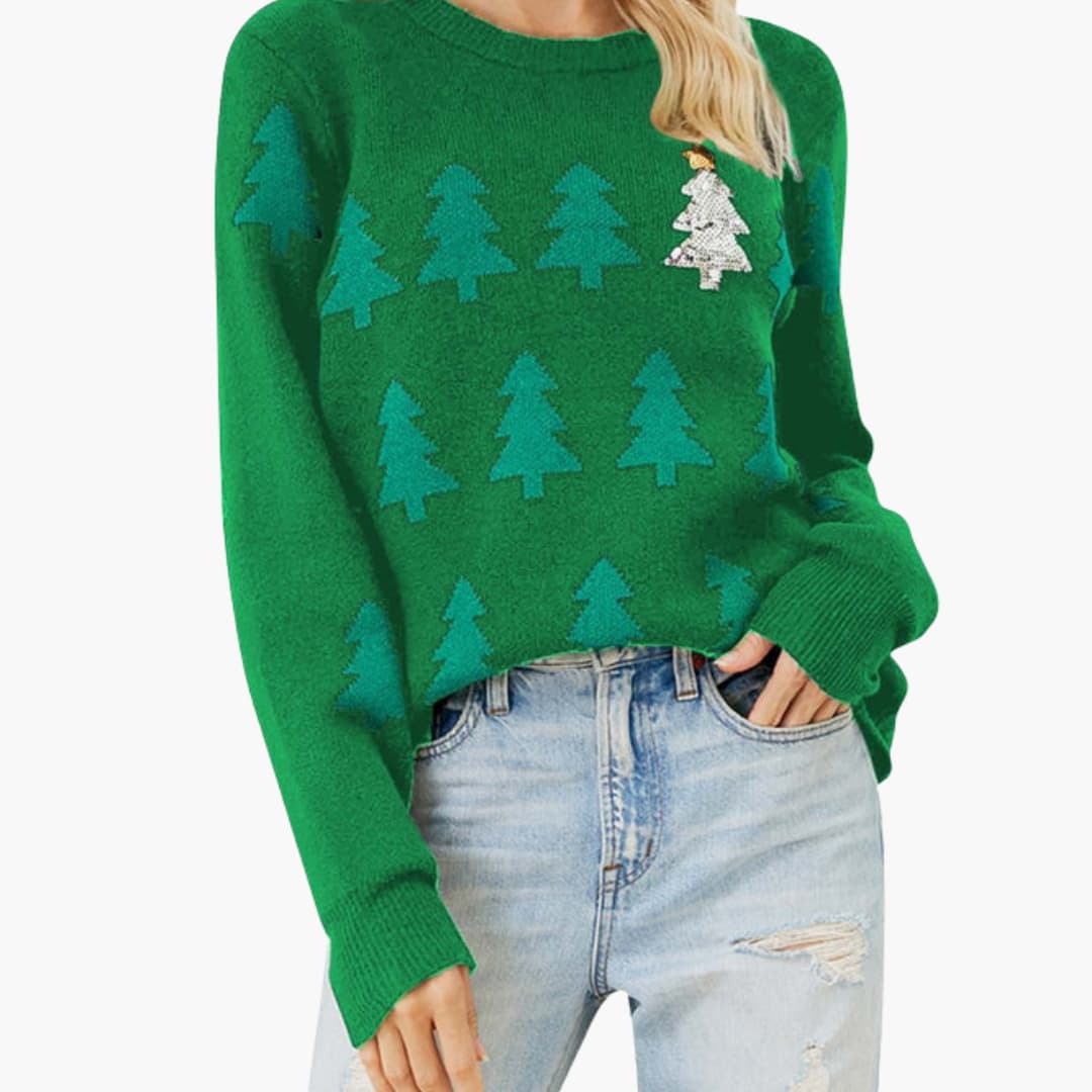 Weihnachtspullover für Damen mit Weihnachtsbaum-Motiv 6