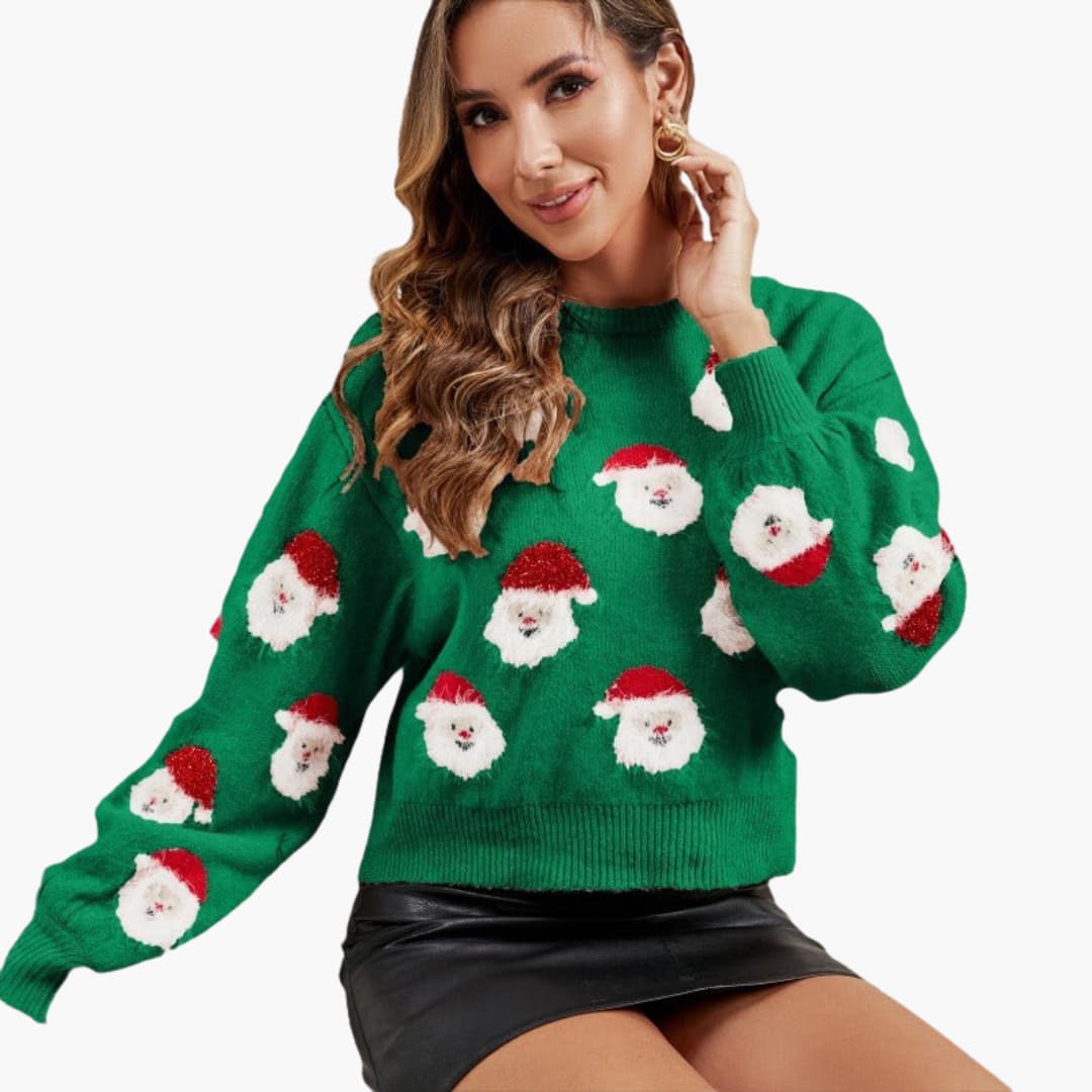 Weihnachtspullover für Damen mit Weihnachtsmannmotiv 2