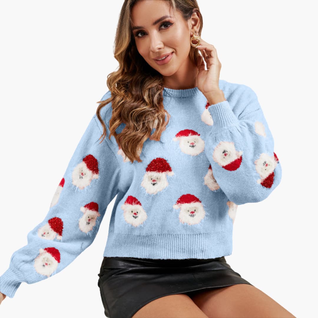 Weihnachtspullover für Damen mit Weihnachtsmannmotiv 3