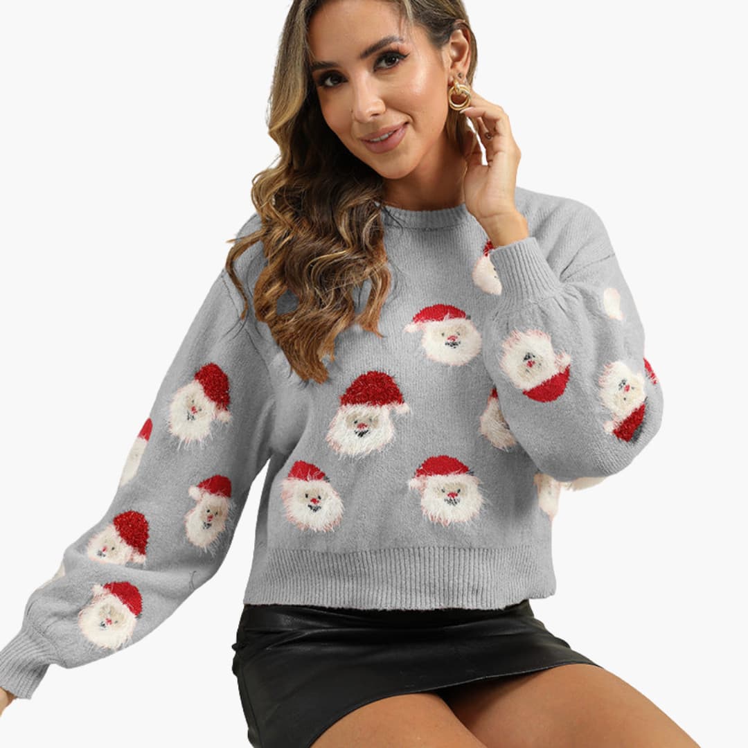 Weihnachtspullover für Damen mit Weihnachtsmannmotiv 4