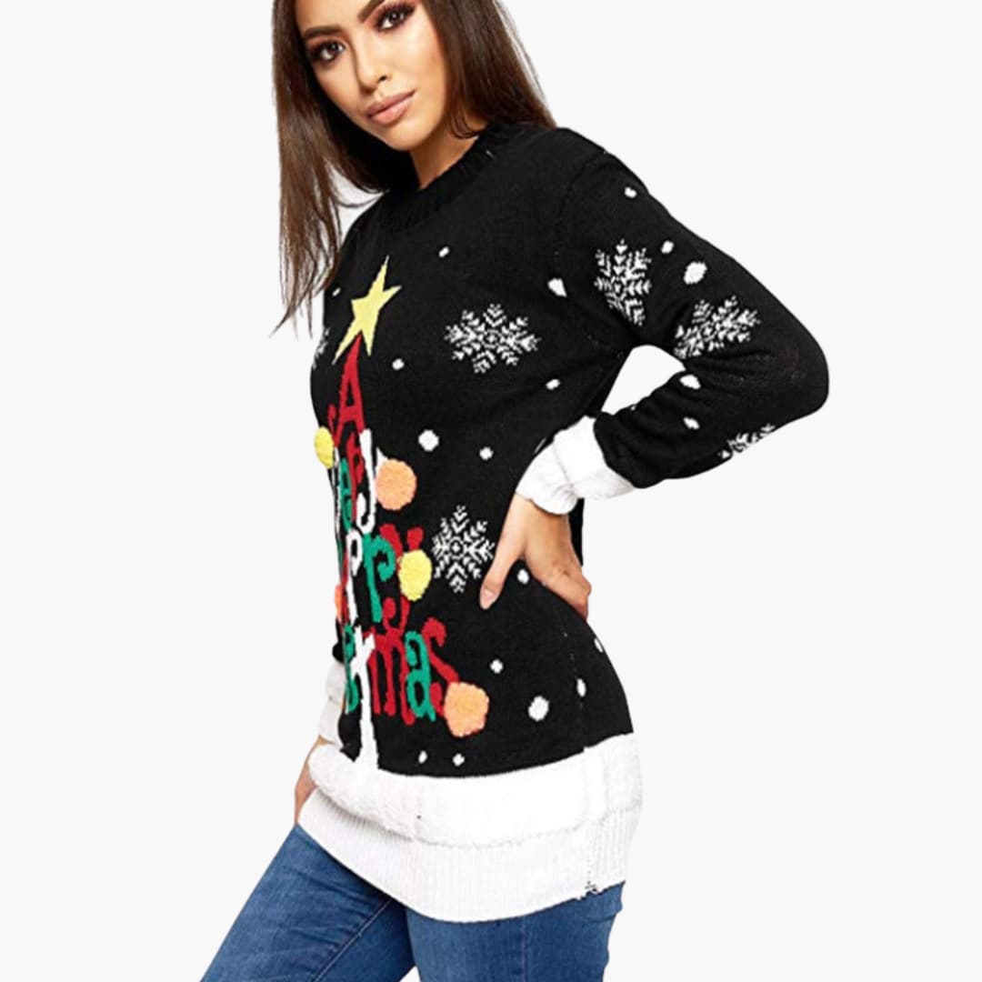Weihnachtspullover für Damen mit festlichem Design und großem Motiv 2