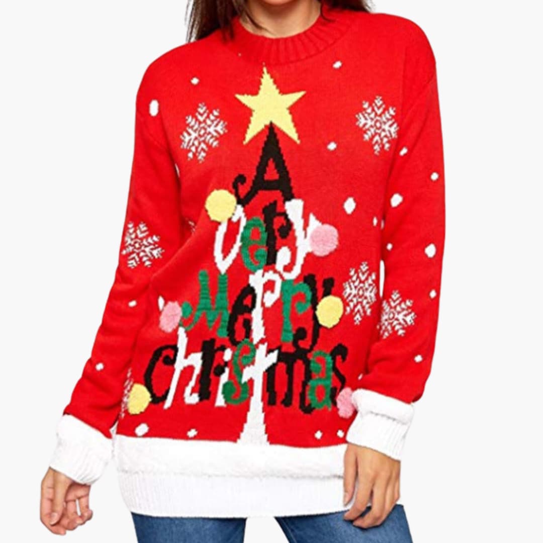 Weihnachtspullover für Damen mit festlichem Design und großem Motiv 4